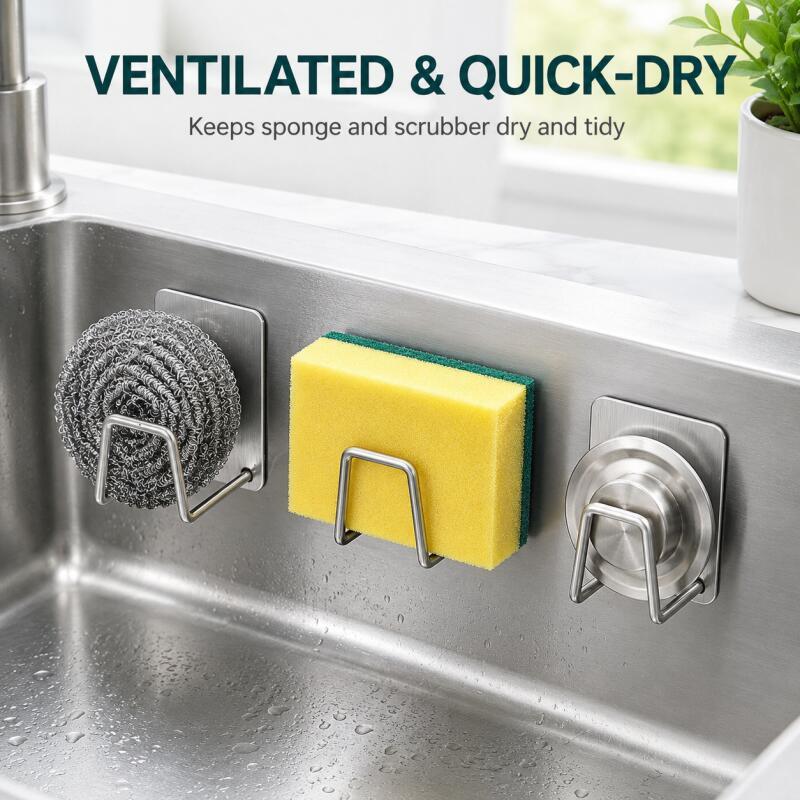 Kitchen Gadgets Gifts - Самоклеящийся держатель для губок из нержавеющей